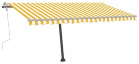 sárga és fehér kézzel kihúzható póznás napellenző 450 x 300 cm