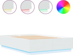 vidaXL fehér szerelt fa ágykeret LED-világítással 150 x 200 cm