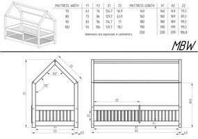 Natúr színű házikó alakú ágyneműtartós borovi fenyő gyerekágy kihúzható pótággyal 90x180 cm Mila MBW – Adeko