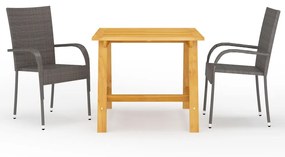 vidaXL 3 részes barna kerti étkezőgarnitúra