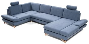 AVESTA kárpitozott, U-alakú, kinyitható sarokülőgarnitúra tárolóhellyel, kék