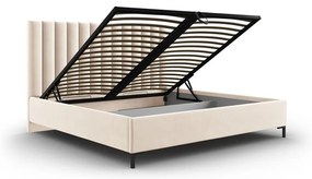 Bézs kárpitozott ágyneműtartós franciaágy ágyráccsal 180x200 cm Casey – Mazzini Beds