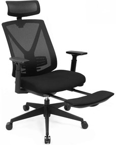 Irodai ergonomikus szék, deréktámasszal, fejtámasszal, lábtartóval és hintázó funkcióval,