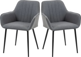 HOMCOM 2 db Étkezőszék Kárpitozott Szék Lélegző Vászon Borítással Nappali Szék Karosszék Konyhai Szék Hátpallal Karfával Sötétszürke 59,5 x 56,5 x 81