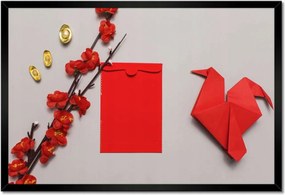 Poszter keretben 60x40 Madarak Origami Ág