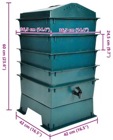 4-szintes komposztáló 42 x 42 x 60 cm