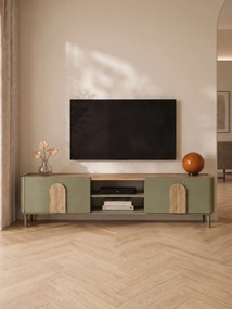 Amilio RTV szekrény 220 cm - eukaliptusz / baltic tölgy / natúr tölgy fogantyú