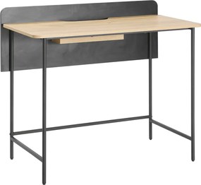 Számítógépasztal, tölgy/fekete, KOMPUS
