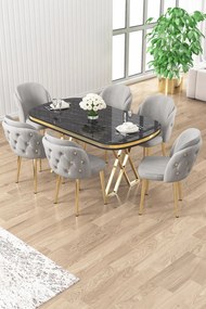 Zae étkezőgarnitúra, fekete márvány-arany, 168 cm – TR240CHR3095