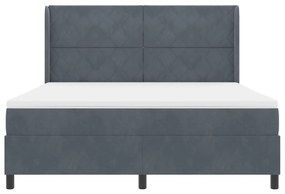 Boxspring Ágy Matrac Kép sötétszürke 180x200 cm bársony