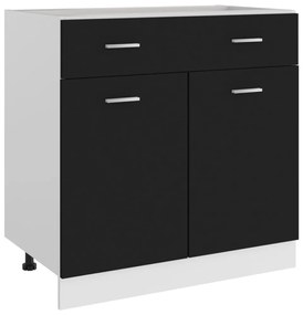fekete szerelt fa fiókos alsószekrény 80 x 46 x 81,5 cm