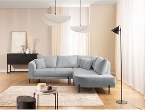 Világosszürke zsenília sarokkanapé (jobb oldali-L alakú) Mauris – Ropez