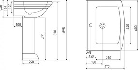 Kleopatra 13 kerámia mosdó, lábazattal