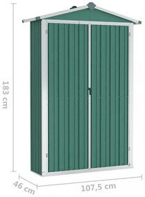 zöld horganyzott acél kerti fészer 116x45x175 cm
