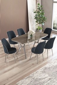 Lena étkezőgarnitúra, antracit-króm, 160 cm – TR240CHR2890