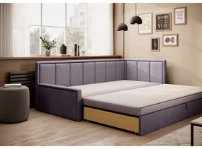 Rózsaszín zsenília kinyitható-tárolóhelyes kanapé 214 cm Fulgeo – ELTAP