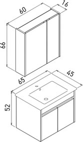 Side mosdószekrény, 65 cm – TR785PNC1734