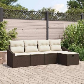 Kerti Kanapé Szett 5 pcs Barna 233 x 117 x 85 cm Poli rattan