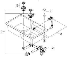 GROHE 31649AP0 - K500 mosogató, 860 × 500 mm, gránit/fekete