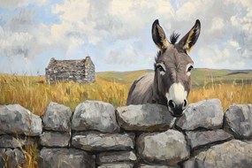 Fotótapéta Flizelina Tájkép Írország Skócia Fal Szamár 416x254 ragasztó