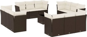 vidaXL 13 részes barna polyrattan kerti ülőgarnitúra párnákkal