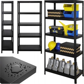 Műhelypolc fém acél polcok 180x80x40 130 kg/p fekete