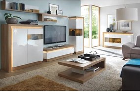 Dohányzóasztal LYOT01, tölgy riviera/fehér extra magasfényű, LEONARDO