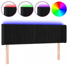 fekete bársony LED-es fejtámla 147 x 16 x 78/88 cm