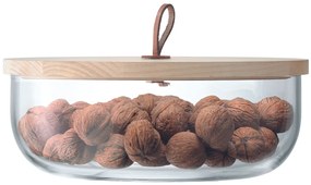 LSA International LSA IVALO tároló, fából készült fedéllel, 28 cm átmérőjű, áttetsző, kézzel készített
