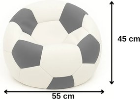 EMI focilabda mintás fehér-szürke műbőr babzsákfotel