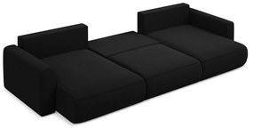 Fekete bársony kinyitható-tárolóhelyes (U alakú) sarokkanapé Kapua – Makamii