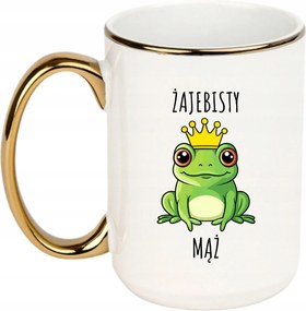 Bögre Fehér Arany Fül Nagy 440ml Vicces Ajándék Békás Férj