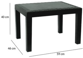 JACK RATAN kerti műanyag asztal antracit színben