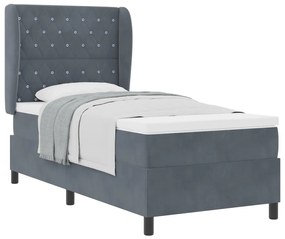 Box Spring Ágy Matraccal Sötétszürke 90x200 cm Bársonyos