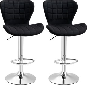 HOMCOM 2 db Modern Dizájnú Bárszék Állítható Ülésmagasság 59-81 cm 360° Forgó Vászon Fekete | Aosom