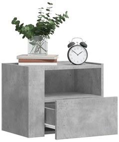 Betonszürke falra szerelhető éjjeliszekrény 45 x 30 x 35 cm
