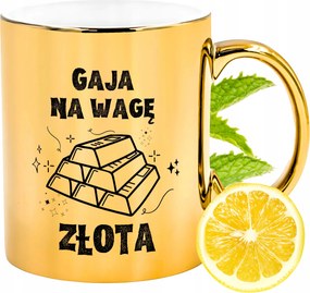 Prémium Arany Csillogó Bögre Gaia Ajándék Nyomtatott Fotóval