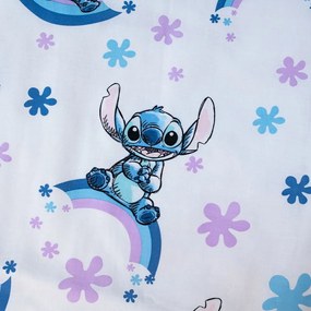 Fehér-kék pamut gyerek ágyneműhuzat babaágyhoz 135x100 cm Lilo and Stitch "Rainbow" – Jerry Fabrics