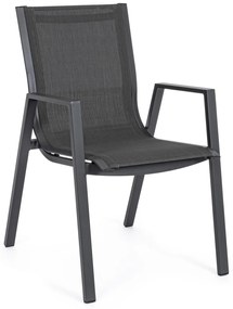 Pelagius Kerti szék, Bizzotto, 55x65.5x88 cm, alumínum/textil, szénszín