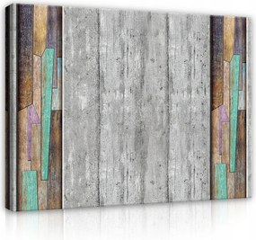 Vászonkép falikép szürke színes beton fa 75x100