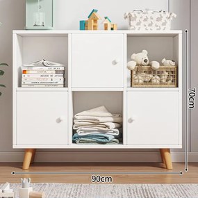 Komód hálószoba nappali bútor 3 ajtós szekrény 40x34x138cm fehér FZ05