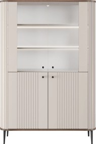 Vesper négyajtós vitrin 103 cm - kasmír / dió / fekete lábak