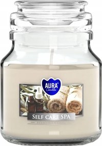 Illatgyertya befőttes üvegben Self care spa 9,9x7cm 28h égési idő