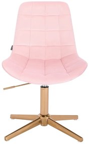 HR590CROSS Púderrózsaszín modern velúr szék arany lábbal