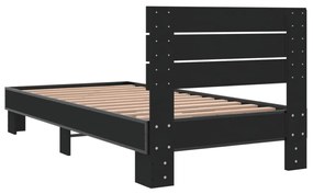 fekete szerelt fa és fém ágykeret 75 x 190 cm