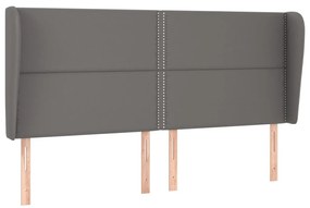 szürke műbőr fejtámla szárnyakkal 203x23x118/128 cm