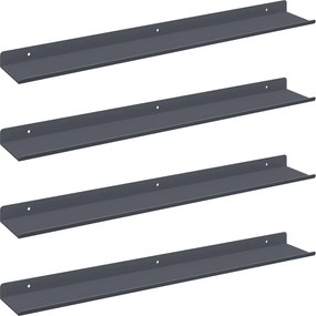 vidaXL Lebegő polc 4 pcs Antracit 60 x 9 x 2,5 cm Acél