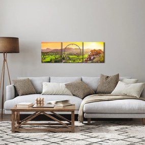 Kép a Hampi-völgyről Indiában (órával) (90x30 cm)