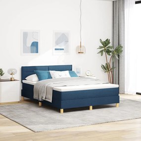 Boxspring Ágy Matraccal Kék 140x190 cm Szövet