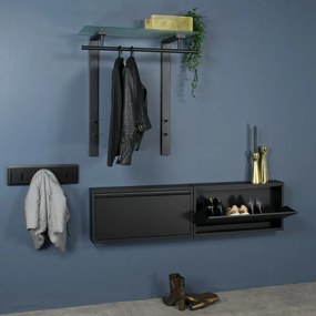 Fekete fém fali fogas polccal Dutch – Spinder Design